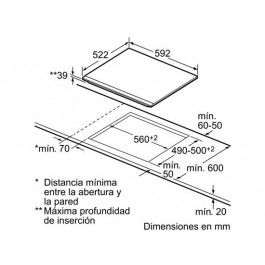 Placa Vitrocerámica Bosch PKF631B17E de 60 cm 4 Fuegos