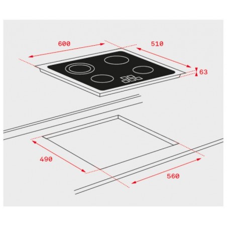 Placa Vitrocerámica Teka TZ 6415 biselado de 60cm