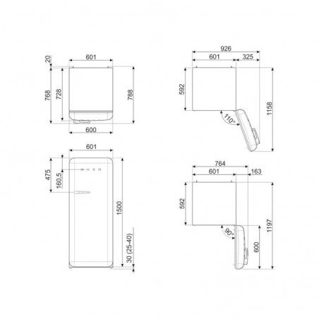 Frigorífico 1puerta Smeg FAB28RPB5 153 Alto Clase D