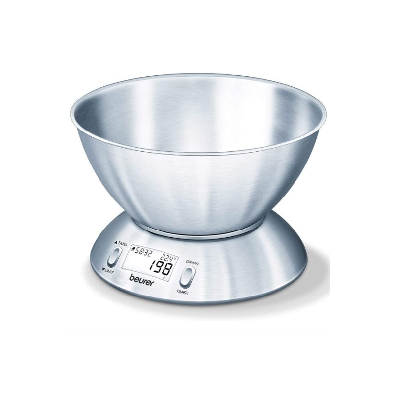 Bascula de cocina Beurer KS54 de 1kg con tazon de acero inoxidable