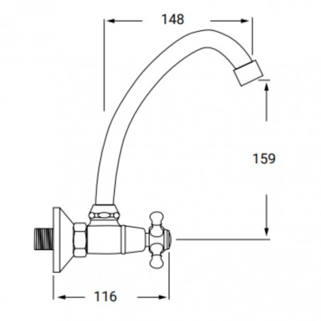 Grifo de Fregadero Pared Nova CLC17 Clasic Cromo