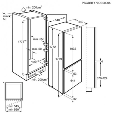 Frigorífico Combi Integrable Zanussi ZNFN18FS1 1772mm Clase F