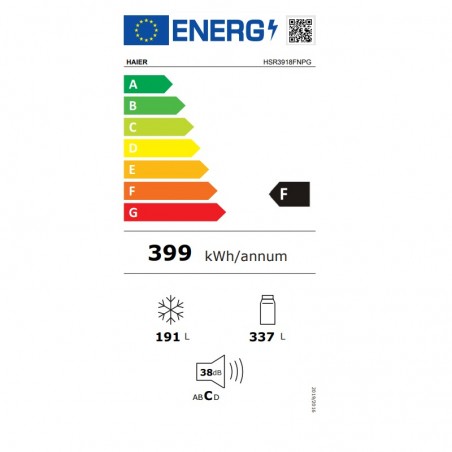 Frigorífico Americano Haier HSR3918FNPG 177cm NoFrost Clase F