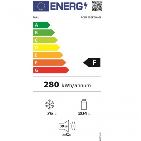 Frigorífico Combi Beko RCHA305K30WN Clase F 1813mm Semi NoFrost