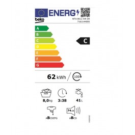 Lavadora Beko WTA8612XWDR 8kg 1200rpm Clase C