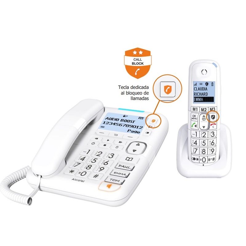 Combo de Telefono Fijo Alcatel XL785 Sobremesa e Inalambrico Blanco