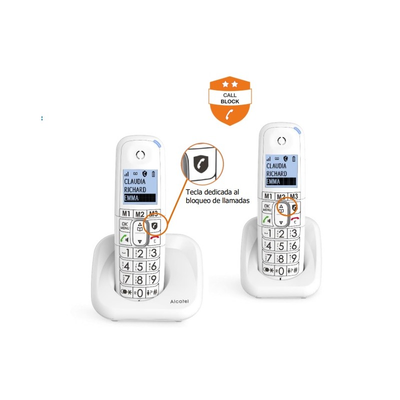 Duo de Teléfonos Fijos Alcatel XL785 Inalámbricos Blancos