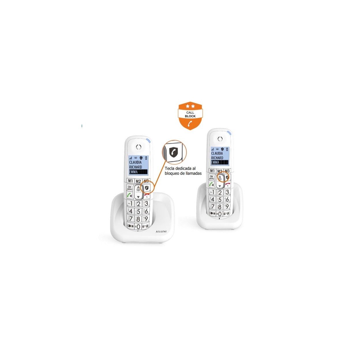 Duo de Teléfonos Fijos Alcatel XL785 Inalámbricos Blancos