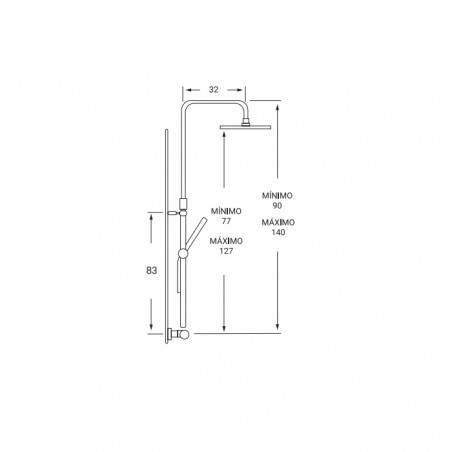 Col. Termostática Extensible Bañera Nova TALIA Rociador 25 cms