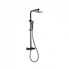 Columna Termostática Extensible Cuadrada Nova SQUARE Rociador 20 cms Negra