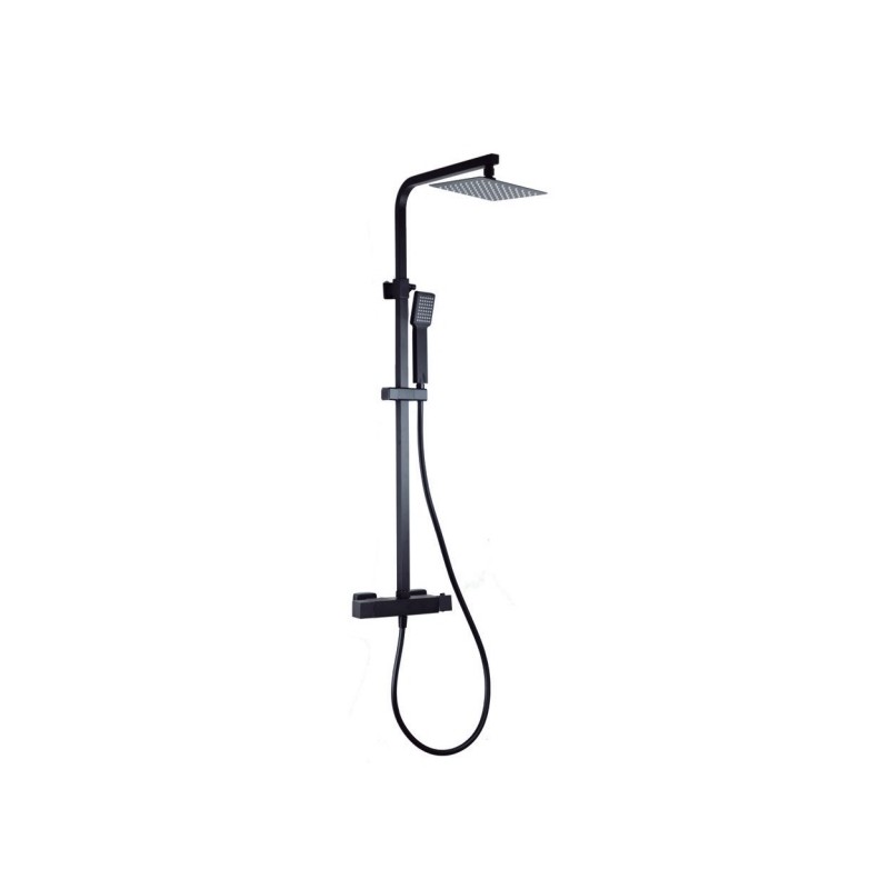 Columna Termostática Extensible Cuadrada Nova SQUARE Rociador 20 cms Negra