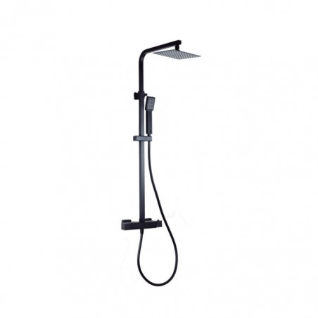 Columna Termostática Extensible Cuadrada Nova SQUARE Rociador 20 cms Negra