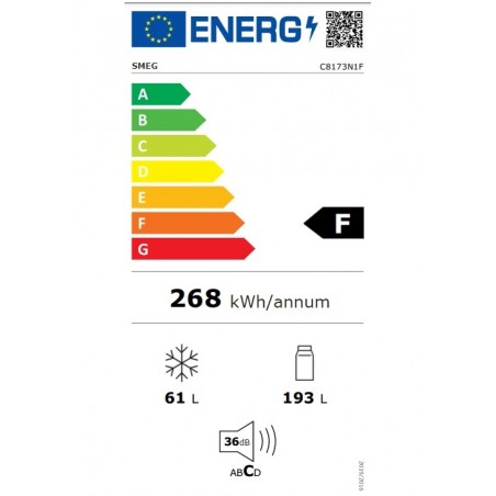 Frigorífico Combi Integrable Smeg C8173N1F 178cm Clase F No Frost