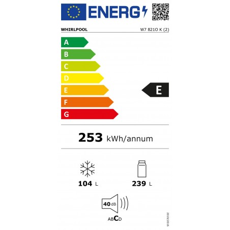 Combi Whirlpool W7821OK, 191x60cm, NFR, clase energética E