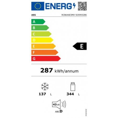 Frigorífico Combi AEG RCB6463EMX 192cm NoFrost Clase E