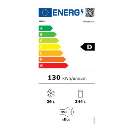 Frigorífico 1puerta Smeg FAB28RRD5 Clase D 60cm Ancho