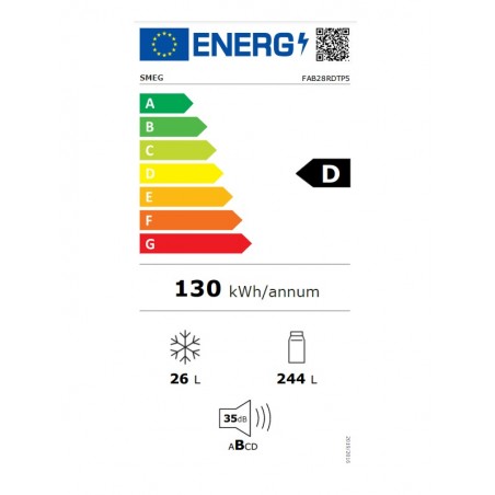 Frigorífico 1puerta Smeg FAB28RDTP5 60cm Clase D