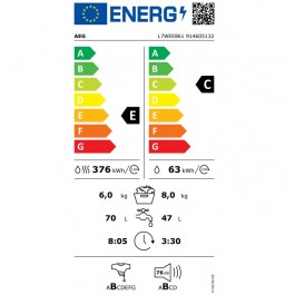 Lavasecadora AEG L7WEE861 8/6kg 1600rpm Clase E/C