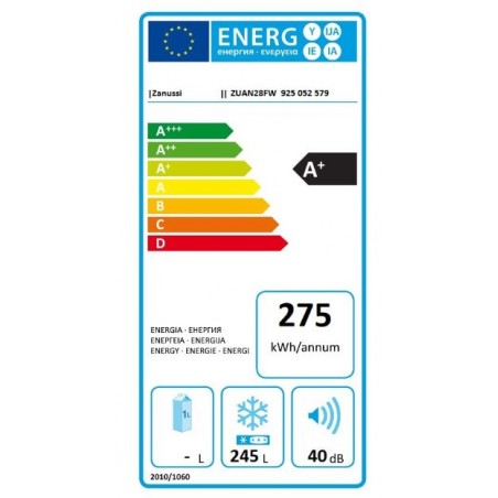 Congelador ZANUSSI ZUAN28FW de 186cm Blanco