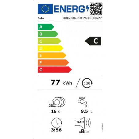 Lavavajillas Integrable Beko BDIN38644D de 60cm