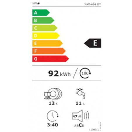 Lavavajillas Integrable 60cm Fagor 3LVF-624.1IT clase E 12 Cubiertos