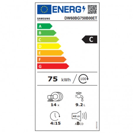 Lavavajillas Samsung DW60BG750B00ET Integrable 9 Programas