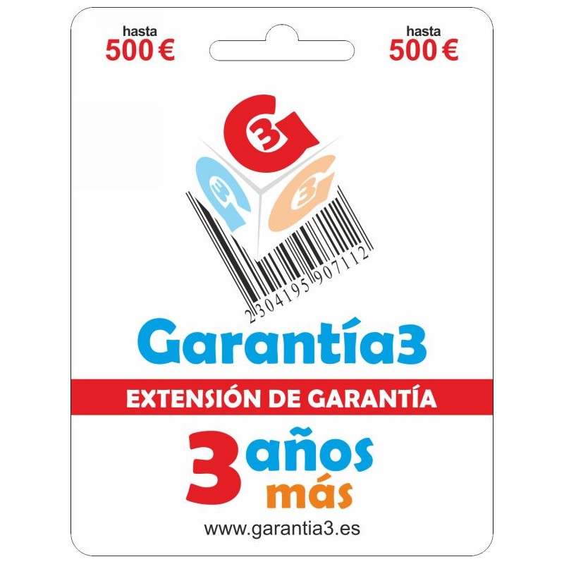 Ampliación de GARANTÍA - 3 AÑOS MÁS - tope máximo 500€