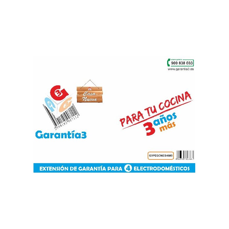GARANTÍA3 CASA NUEVA para 4 Electrodomésticos - Tope maximo 1000€