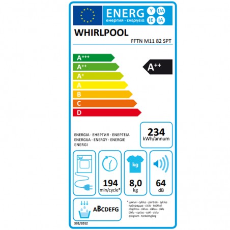 Secadora Bomba de calor 8kg Whirlpool A++ FFTNM1182SPT