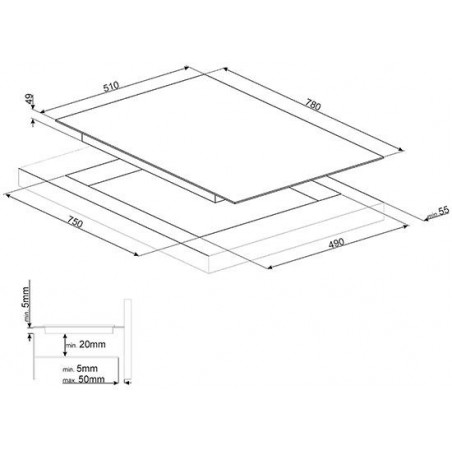 Placa Inducción Smeg SI7844B 80cm 4 Zonas