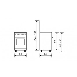 Cocina Gas Vitrokitchen Glem UN55IN 53cm Inox 4 Fuegos