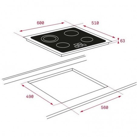 Placa Vitrocerámica Teka TB PRO 6315 de 60cm Negro