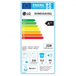 Secadora LG RH90V5AV6Q blanco 9kg Bomba de calor