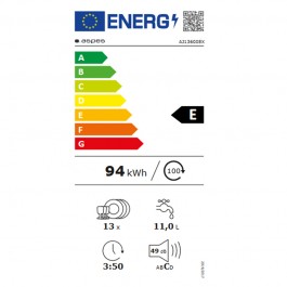 Lavavajillas Aspes AJ13600EX Capacidad 13 60cm