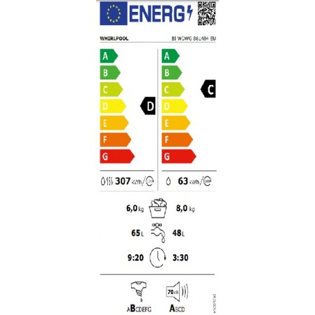 Lavasecadora Whirlpool BIWDWG861485EU de 8kg 1351rpm