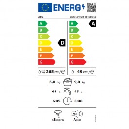 Lavasecadora Aeg LWR7194M2B de 9kg 1400rpm