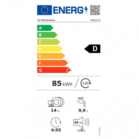 Lavavajillas Integrable Lg DB242TX 14 Servicios 60cm