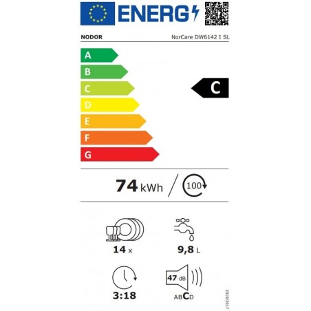 Lavavajillas Integrable Nodor DW6142ISL de 60cm 14 servicios