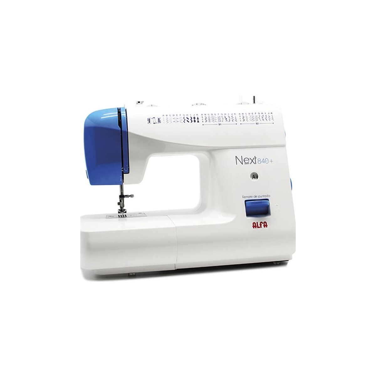 Maquina de Coser Alfa A084100000 de 34 Puntadas Blanco y Azul