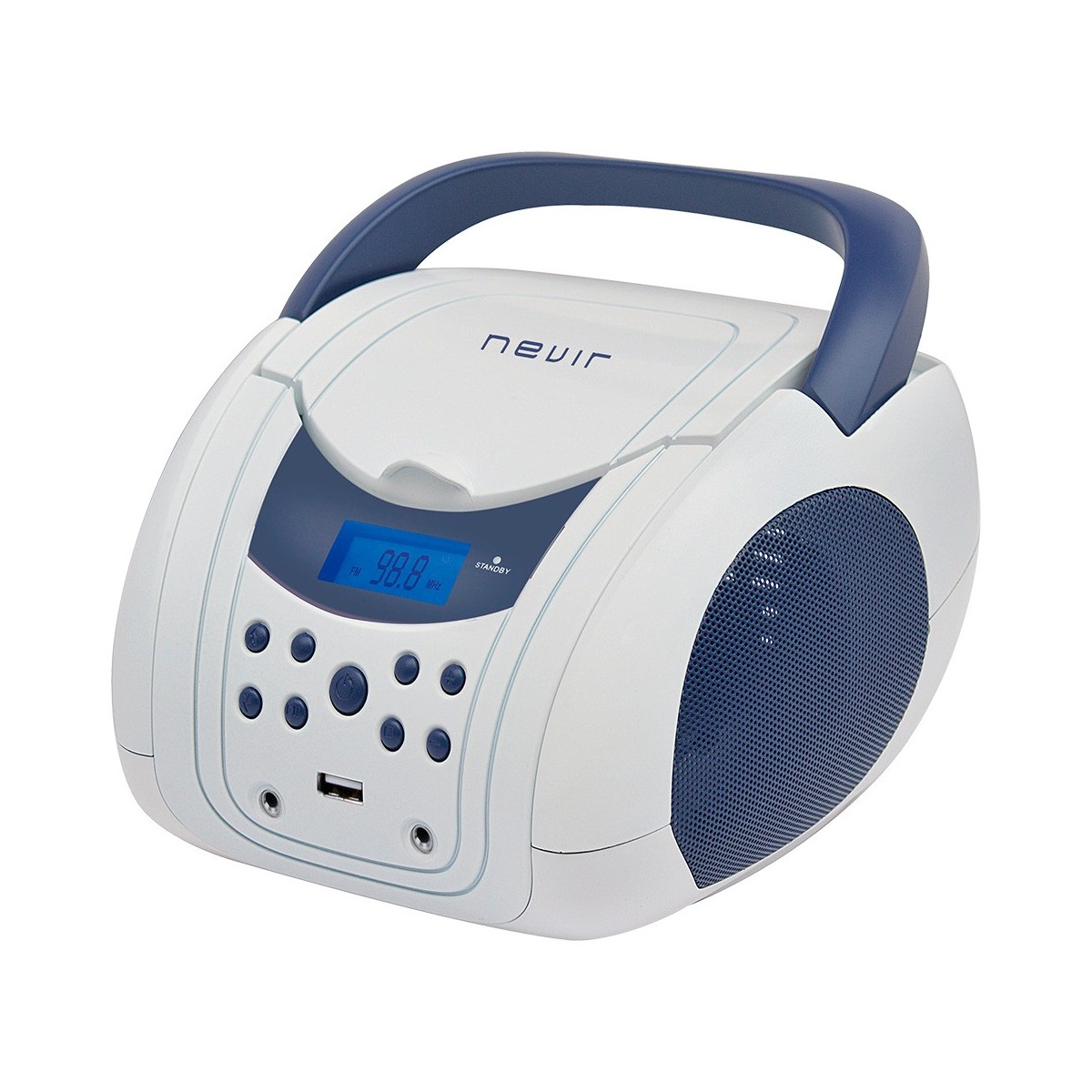 Radio CD NEVIR NVR-483UB Blanco Azul Bluetooth