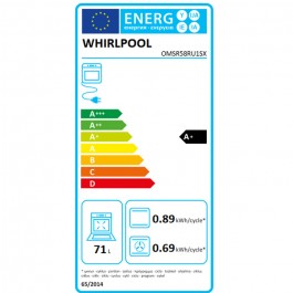 Horno Whirlpool Encastre OMSR58RU1SX de 71L Multifuncion Pirolitico