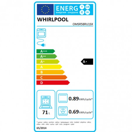 Horno Whirlpool Encastre OMSR58RU1SX de 71L Multifuncion Pirolitico