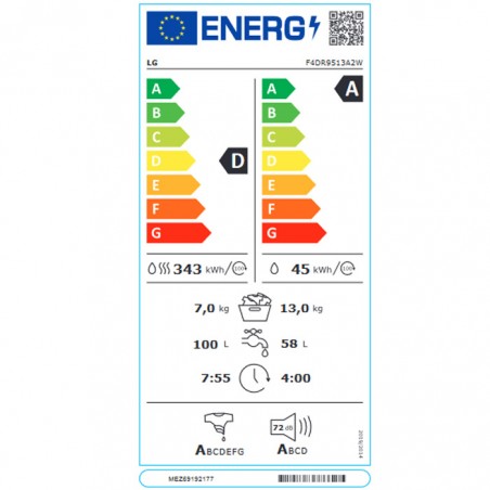 Lavasecadora Lg F4DR9513A2W Blanco 13kg 1400rpm
