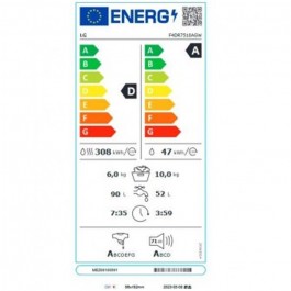 Lavasecadora Lg F4DR7510AGW Blanco 10Kg 1400rpm