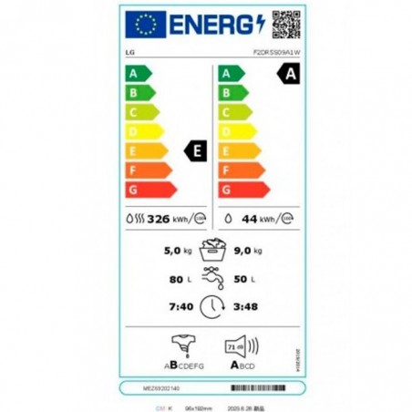 Lavasecadora Lg F2DR5S09A1W Blanco 9Kg 1200rpm