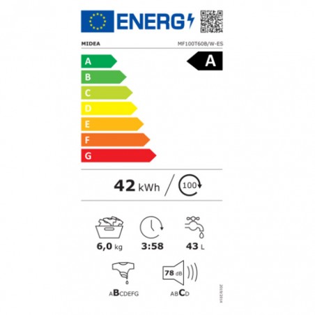 Lavadora Midea MF100T60BWES de 6kg 1200rpm