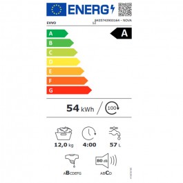 Lavadora Evvo Nova 12 de 60cm 12Kg 1400rpm