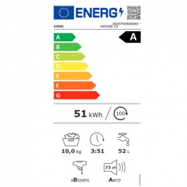 Lavadora Evvo Nature 10 de 60cm 10Kg 1400rpm