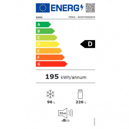 Frigorifico Combi Evvo F55DX de 186cm No Frost