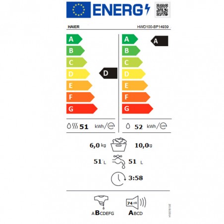 Lavasecadora Haier HWDBP14939IB 10